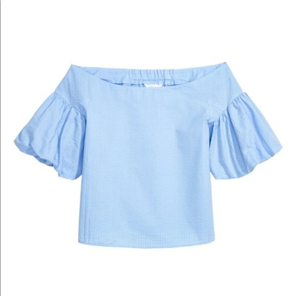 H&M Tops - H&M Off Shoulder Top In Light Blue